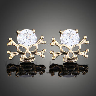 Cubic Zirconia Pirate Skull Earrings