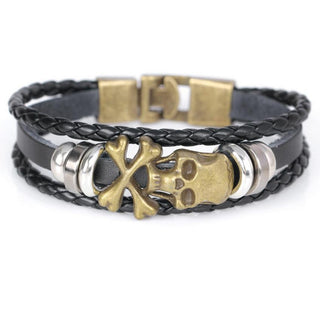 Multilayer Braided Male Skull Bracelet
