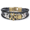 Multilayer Braided Male Skull Bracelet