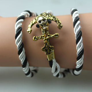 Vintage Anchor Skull Rope Bracelet