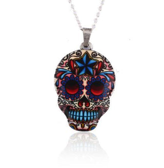 Colorful Skull Head Pendant Necklace