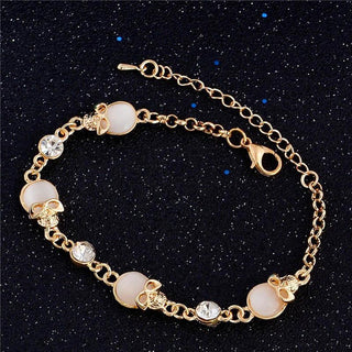 Shining Opal Skull Gold Plated Bracelet