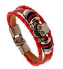 Punk Skull Red Braid Charm Bracelet