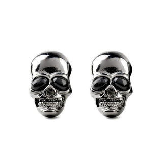 Smiling Black Skull Crystal Earrings