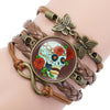 Colorful Flower Skull Infinity Bracelet