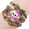 Colorful Flower Skull Infinity Bracelet