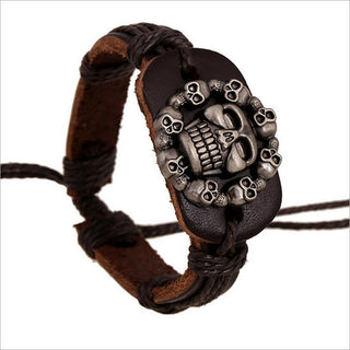 Retro Punk Style Cowhide Skull Bracelet