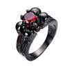 Red Band Black Skull Ring