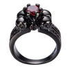 Red Band Black Skull Ring