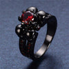 Red Band Black Skull Ring