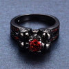 Red Band Black Skull Ring