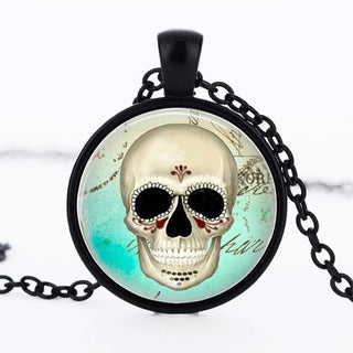 Vintage Skull Glass Pendant Necklace