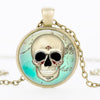 Vintage Skull Glass Pendant Necklace