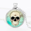 Vintage Skull Glass Pendant Necklace