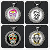 Round Rhinestone Skull Necklace