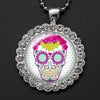 Round Rhinestone Skull Necklace