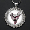 Round Rhinestone Skull Necklace