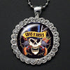 Round Rhinestone Skull Necklace