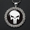 Round Rhinestone Skull Necklace