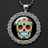Round Rhinestone Skull Necklace