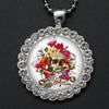 Round Rhinestone Skull Necklace