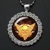 Round Rhinestone Skull Necklace