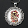 Round Rhinestone Skull Necklace