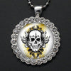 Round Rhinestone Skull Necklace