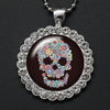 Round Rhinestone Skull Necklace