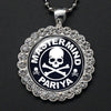 Round Rhinestone Skull Necklace