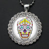 Round Rhinestone Skull Necklace