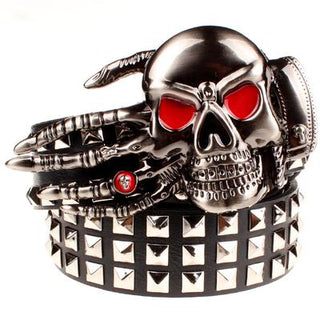 Full Skull Buckle Leather Belt