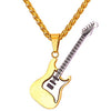 Black/Gold Color Stainless Steel Pendant & Chain Guitar Necklace For Men/Women, Music Lover Gift - designfullprint