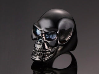 Stainless Steel Black Skull Ring