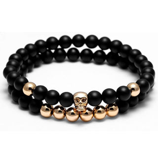 Double Layer Beads Skull Bracelet