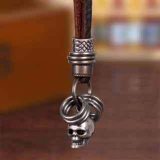 Skull Leather Rope Collier Necklace
