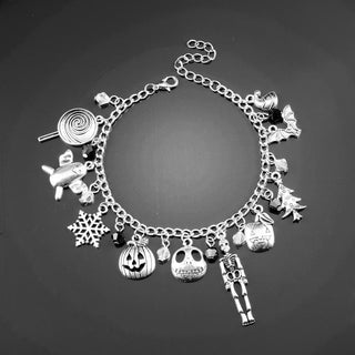 Halloween Christmas Jack Silver Plated Charm Bracelet