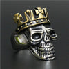Golden Silver Crown Skull Ring