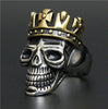 Golden Silver Crown Skull Ring
