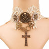 Skull Cross Lace Choker Necklace