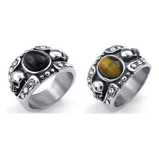 Stone Crystal Skull Ring