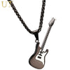 Black/Gold Color Stainless Steel Pendant & Chain Guitar Necklace For Men/Women, Music Lover Gift - designfullprint