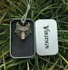 Antique Sterlling Silver Wolf Head Necklace With Silver Chain - designfullprint