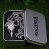 Nordic Vikings Vegvisir and Silver Raven Skull Necklace With Sigil Talisman - designfullprint