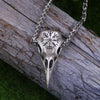 Nordic Vikings Vegvisir and Silver Raven Skull Necklace With Sigil Talisman - designfullprint