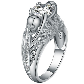 Vintage Skull and Flower Ring