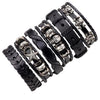 6pcs/set Leather Bracelet Multilayer Punk Skull