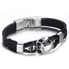 Black Durable Leather Skull Cuff Bracelet