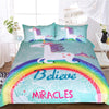 Believe Miracles Rainbow Unicorn Bedding Set (Duvet Cover and Pillowcases) - designfullprint