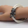 For HIM Braided Leather Punk Skull Head Bracelet